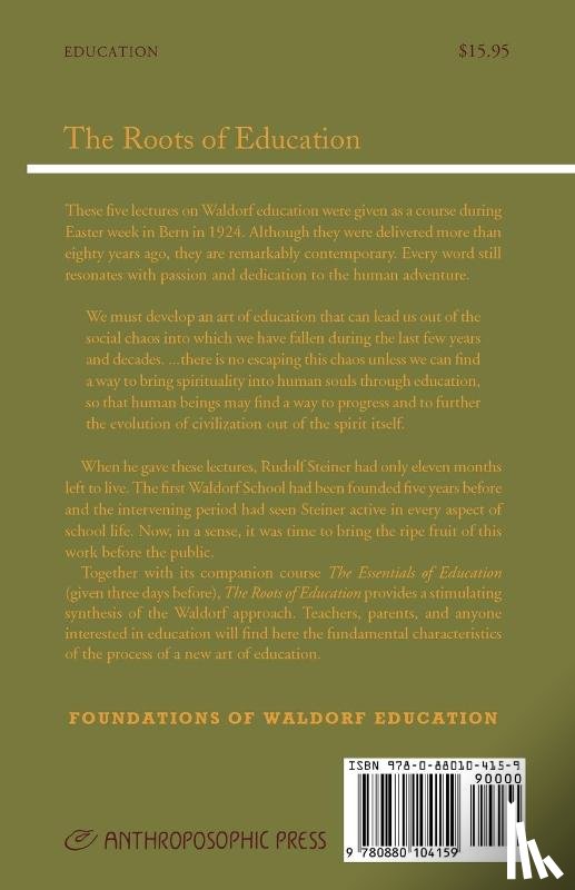 Steiner, Rudolf - The Roots of Education
