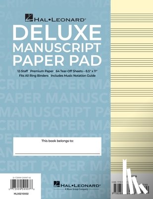 Hal Leonard Corp - Manuscript Paper (Deluxe Pad)(Blue Cover)