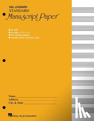 Hal Leonard Corp - Standard Manuscript Paper Yellow Cover 12 Staves Per Page Hal Leonard Music Notation Guide for Composers and Students