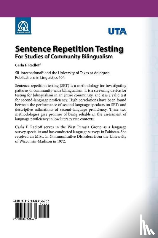 Radloff, Carla - Sentence Repetition Testing for Studies of Community Bilingualism