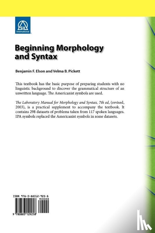 Elson, Benjamin F, Picket, Velma B - Beginning Morphology and Syntax