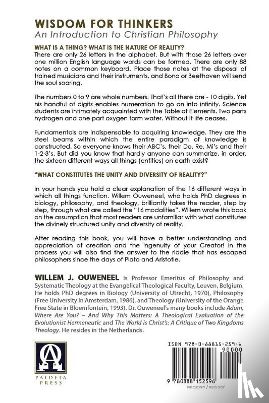 Willem, Ouweneel J - Wisdom for Thinkers