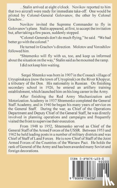 Shtemenko, S M - The Soviet General Staff at War
