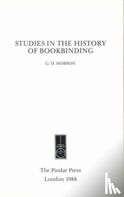 Hobson, GD - Studies in the History of Bookbinding
