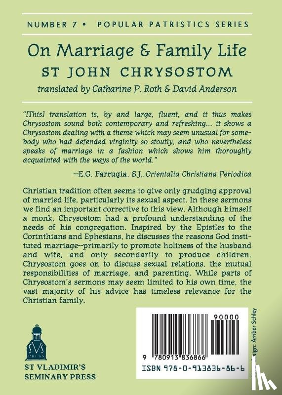 Chrysostom, S - On Marriage and Family Life