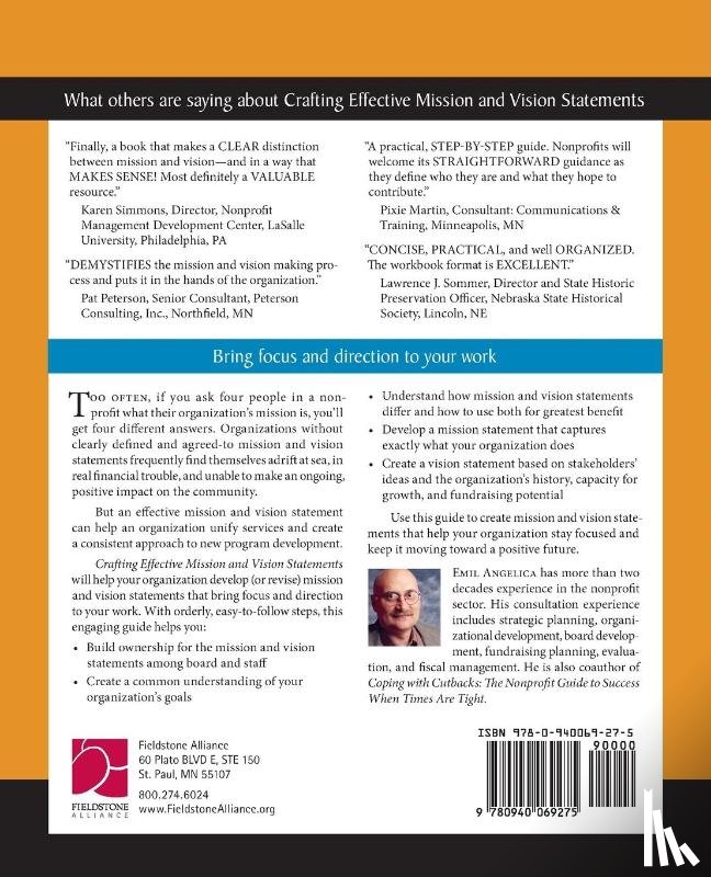 Angelica, Emil - The Fieldstone Alliance Nonprofit Guide to Crafting Effective Mission and Vision Statements
