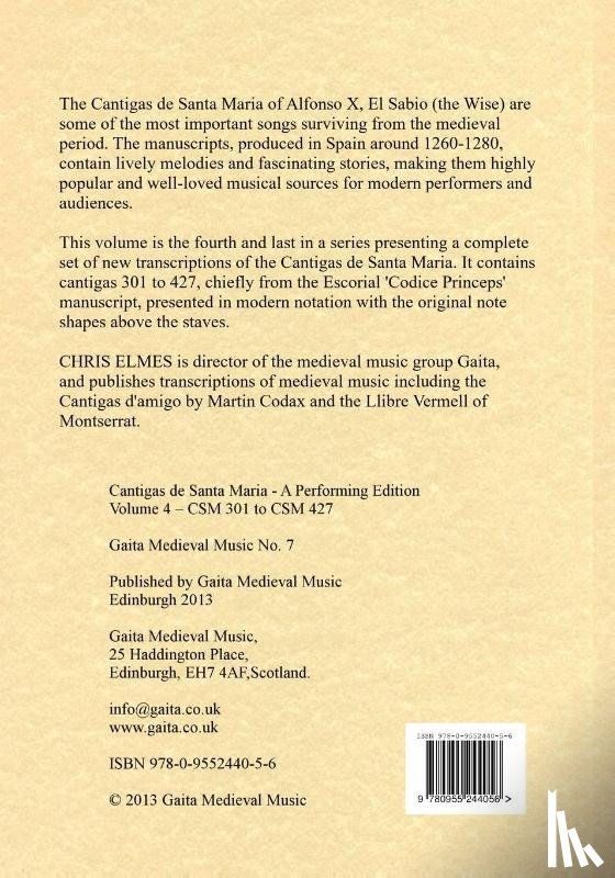 Elmes, Chris - Cantigas De Santa Maria Of Alfonso X, El Sabio, A Performing Edition