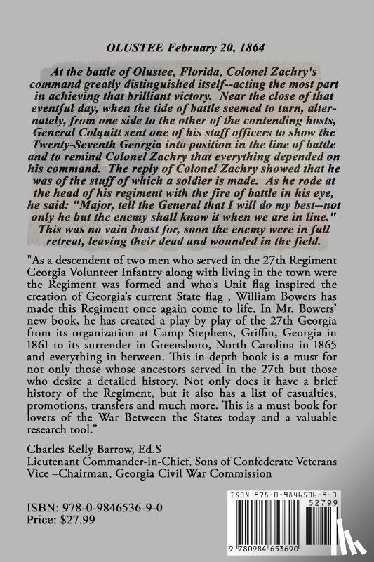 Bowers, William a - HISTORY of the 27th GEORGIA VOLUNTEER INFANTRY REGIMENT CONFEDERATE STATES ARMY