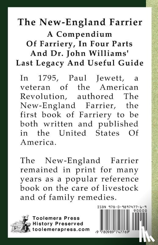 Jewett, Paul - The New-England Farrier; Or, A Compendium Of Farriery In Four Parts