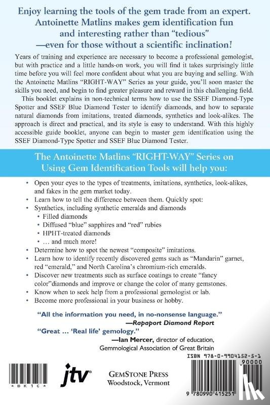 Matlins, Antoinette - SSEF Diamond-Type Spotter and Blue Diamond Tester Made Easy