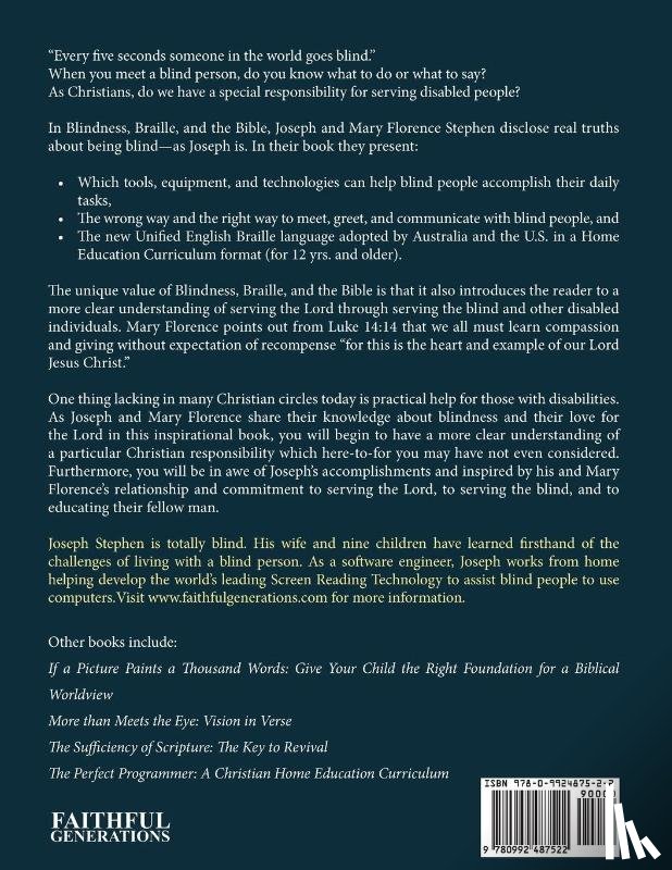 Stephen, Joseph Kelton, Stephen, Mary Florence - Blindness, Braille and the Bible