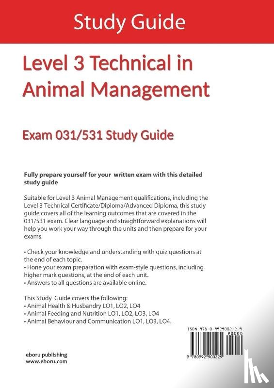 Eboru Publishing - Level 3 Technical in Animal Management: Exam 031/531 Study Guide