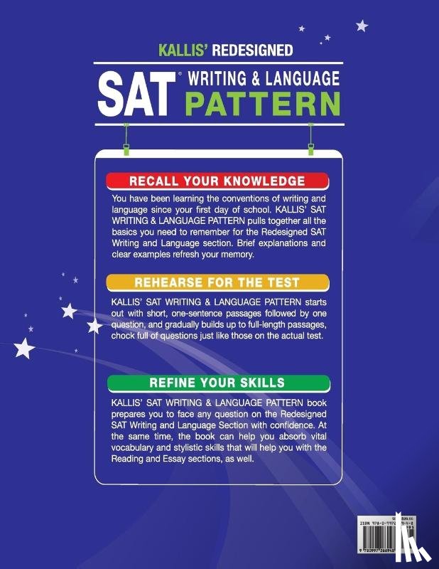 Kallis - KALLIS' SAT Writing and Language Pattern (Workbook, Study Guide for the New SAT)