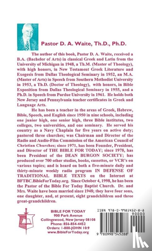 Waite, Dr Th D Ph D D a - Defending the King James Bible