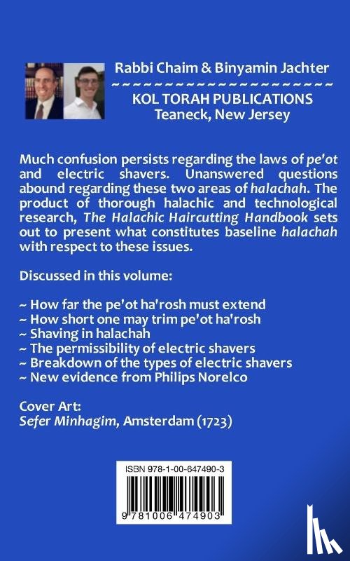 Jachter, Rabbi Chaim - Binyamin - The Halachic Haircutting Handbook