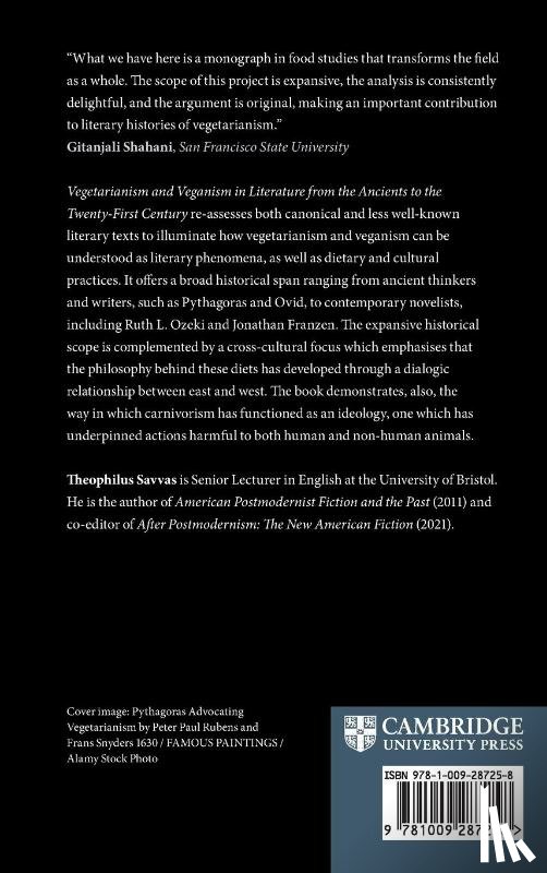 Savvas, Theophilus (University of Bristol) - Vegetarianism and Veganism in Literature from the Ancients to the Twenty-First Century
