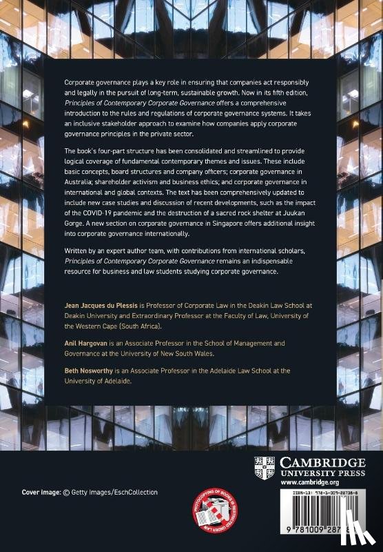 du Plessis, Jean Jacques (Deakin University, Hargovan, Anil (University of New South Wales, Nosworthy, Beth (University of Adelaide) - Principles of Contemporary Corporate Governance