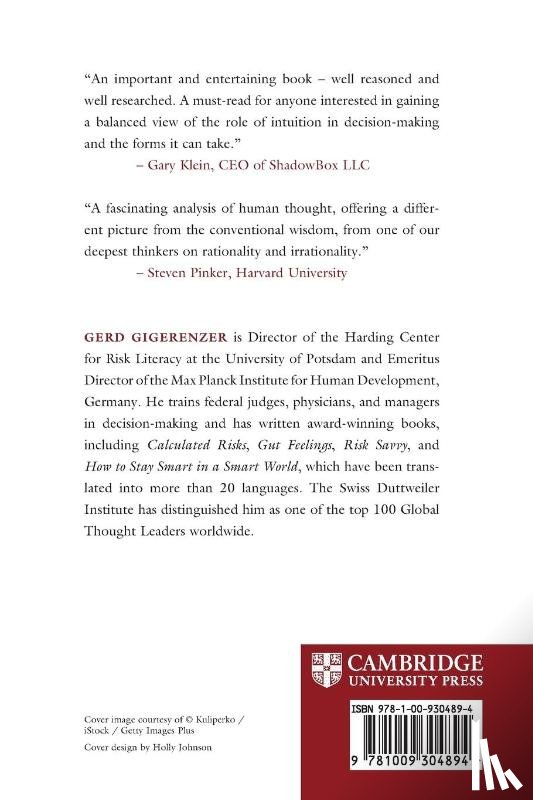 Gigerenzer, Gerd (Max Planck Institute for Human Development) - The Intelligence of Intuition