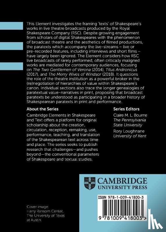 Sharrock, Beth (University of Warwick) - Shakespeare Broadcasts and the Question of Value