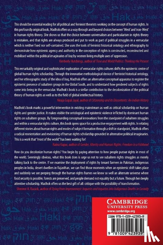 Madhok, Sumi (London School of Economics and Political Science) - Vernacular Rights Cultures