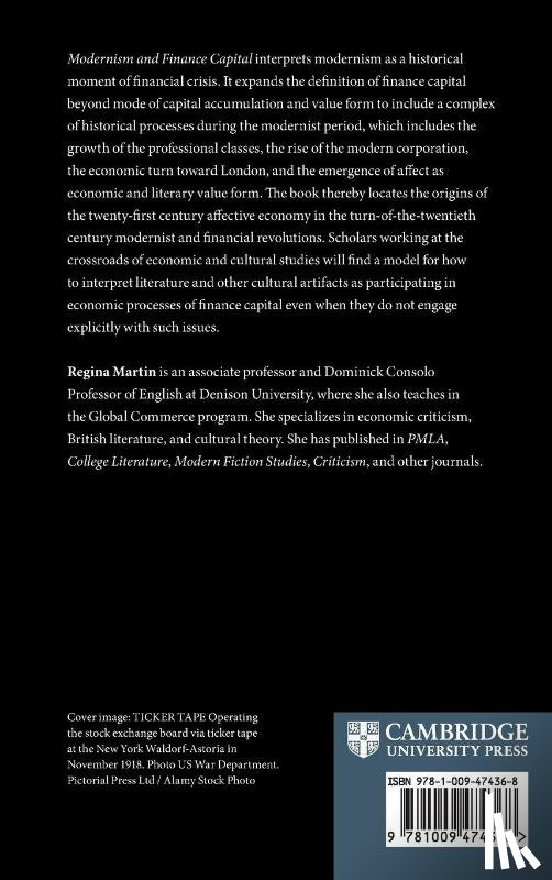 Martin, Regina (Denison University - Modernism and Finance Capital