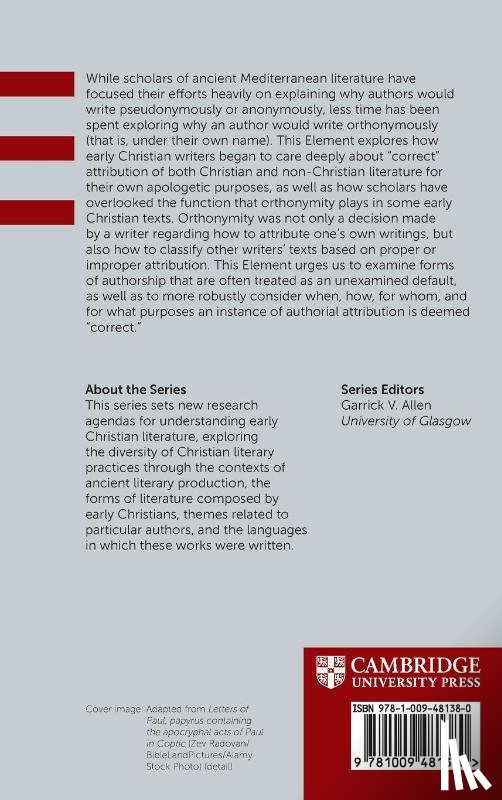 Bonar, Chance E. (Tufts University) - The Author in Early Christian Literature