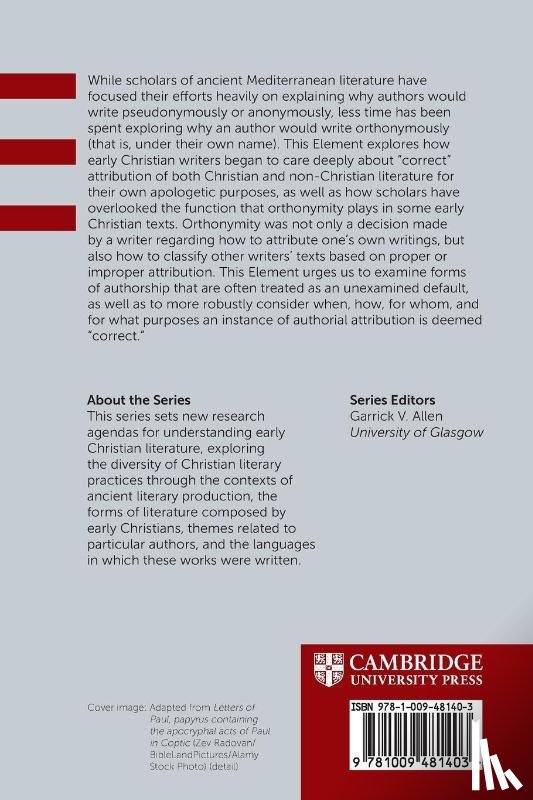 Bonar, Chance E. (Tufts University) - The Author in Early Christian Literature
