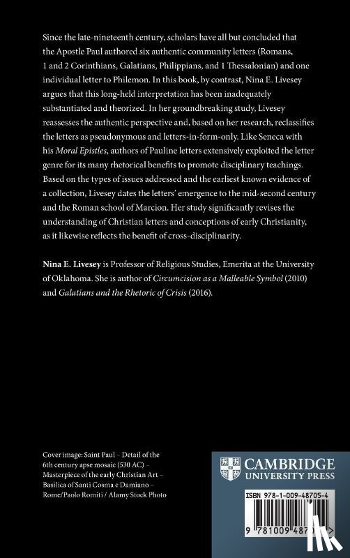 Livesey, Nina E. (University of Oklahoma) - The Letters of Paul in their Roman Literary Context