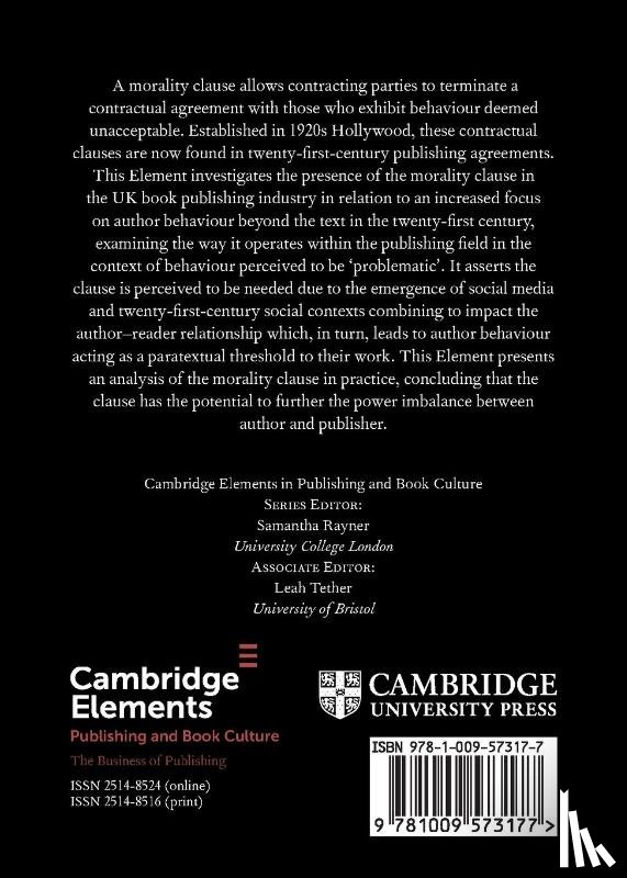 Bullen, Chiara (University of Stirling) - Behaviour Beyond the Text and the Morality Clause in Twenty-First-Century Publishing