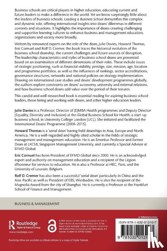 Davies, Julie (University College London, Thomas, Howard, Cornuel, Eric, Cremer, Rolf D. - Leading a Business School