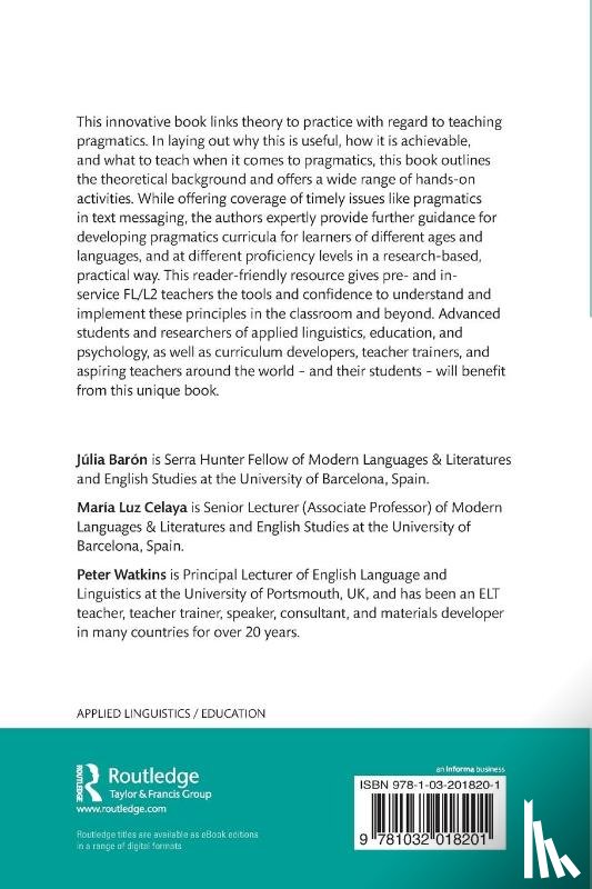 Baron, Julia, Celaya, Maria Luz, Watkins, Peter - Pragmatics in Language Teaching