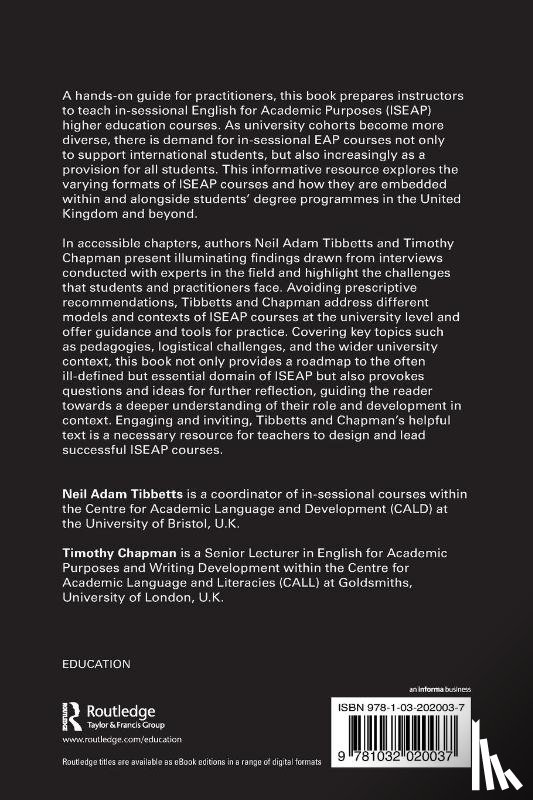 Tibbetts, Neil Adam (University of Bristol, Chapman, Timothy (University of London - A Guide to In-sessional English for Academic Purposes