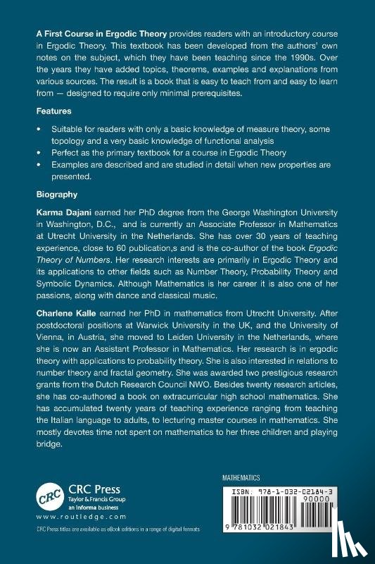 Dajani, Karma (Utrecht University, Kalle, Charlene (Leiden University - A First Course in Ergodic Theory