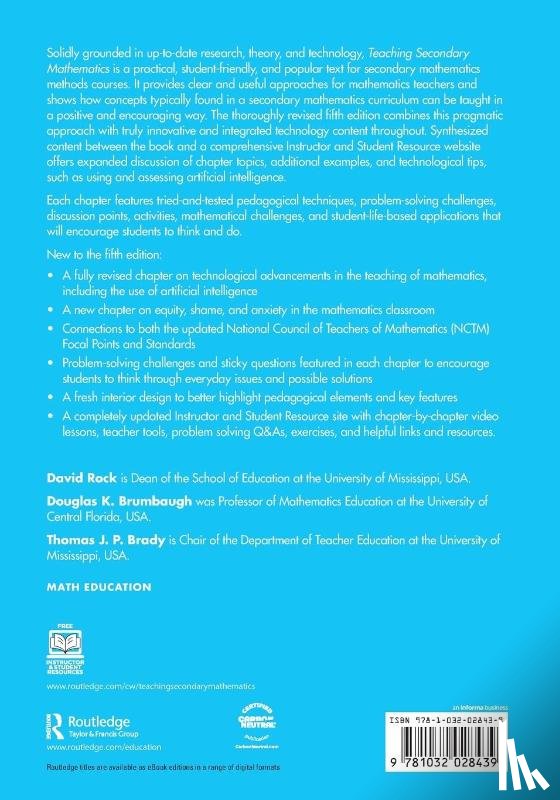 Rock, David (University of Mississippi, Brumbaugh, Douglas K. (University of Central Florida, Brady, Thomas J. P. - Teaching Secondary Mathematics