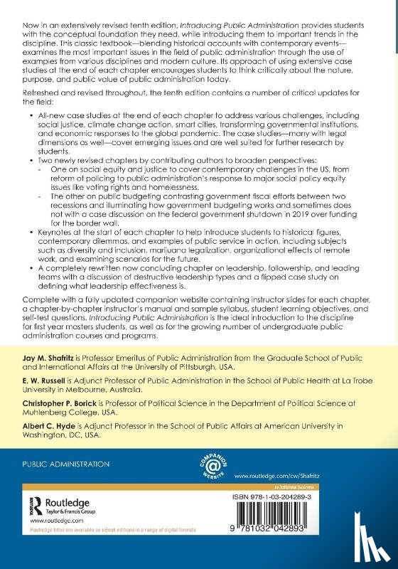 Shafritz, Jay M., Russell, E. W., Borick, Christopher P. (Muhlenberg College, Hyde, Albert C. (Brookings Institution - Introducing Public Administration