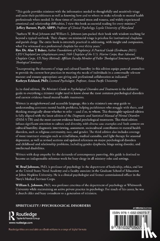 Johnson, W. Brad (United States Naval Academy, Johnson, William L. (Whitworth College - The Minister's Guide to Psychological Disorders and Treatments
