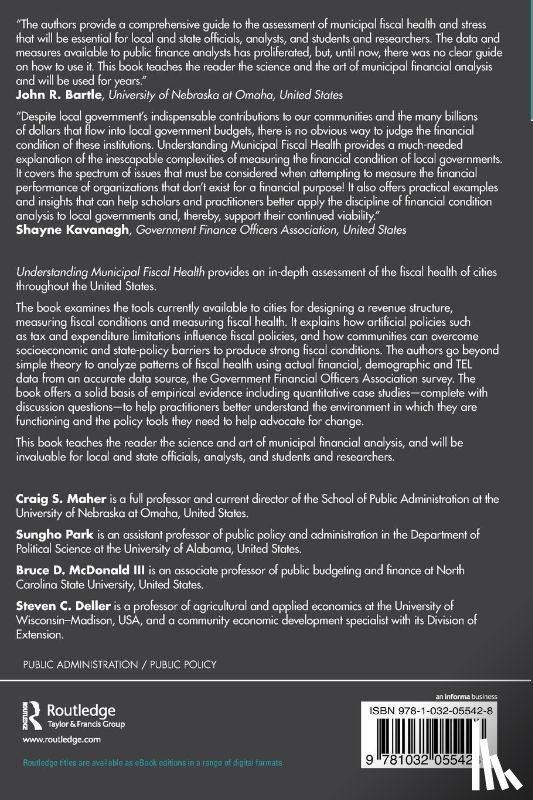 Maher, Craig S. (University of Nebraska at Omaha, Park, Sungho (University of Alabama, McDonald III, Bruce D. (Old Dominion University, Deller, Steven C. (University of Wisconsin-Madison - Understanding Municipal Fiscal Health