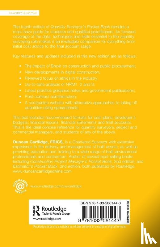 Cartlidge, Duncan (Construction Procurement Consultant - Quantity Surveyor's Pocket Book