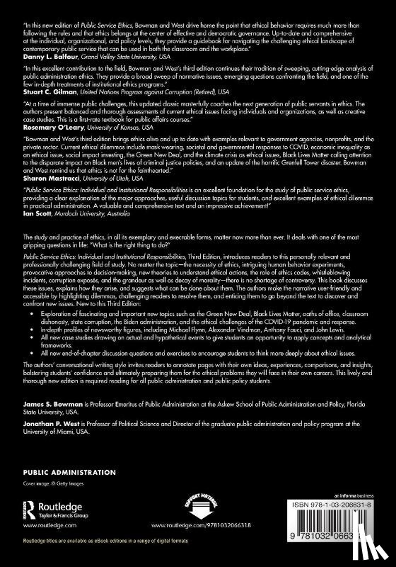 Bowman, James S. (Florida State University, West, Jonathan P. (University of Miami - Public Service Ethics