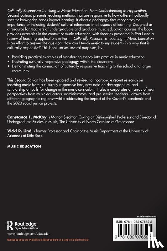 McKoy, Constance L. (University of North Carolina, Lind, Vicki R. (University of Arkansas - Culturally Responsive Teaching in Music Education
