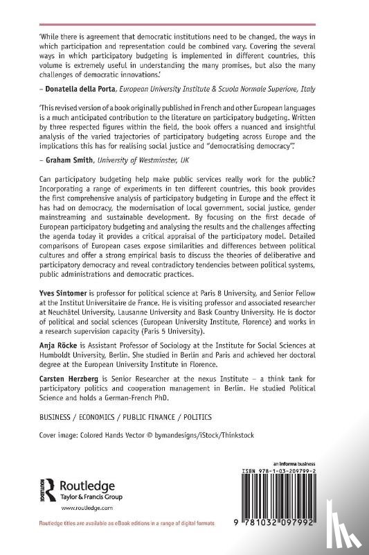 Sintomer, Yves, Rocke, Anja, Herzberg, Carsten - Participatory Budgeting in Europe