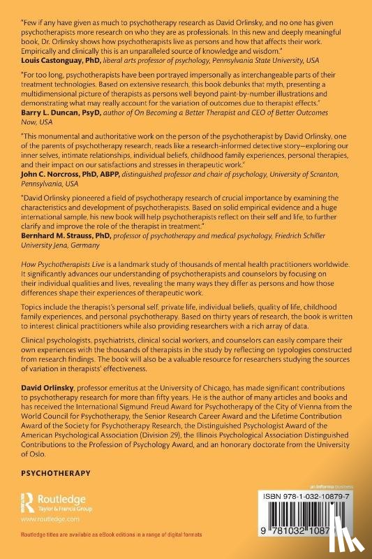 Orlinsky, David E. (University of Chicago - How Psychotherapists Live
