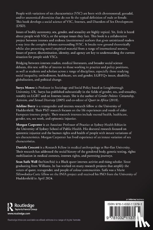 Monro, Surya (Loughborough University, Berry, Adeline (University of Huddersfield, Carpenter, Morgan (University of Sydney School of Public Health, Crocetti, Daniela (Bar-Ilan University - Intersex, Variations of Sex Characteristics, DSD