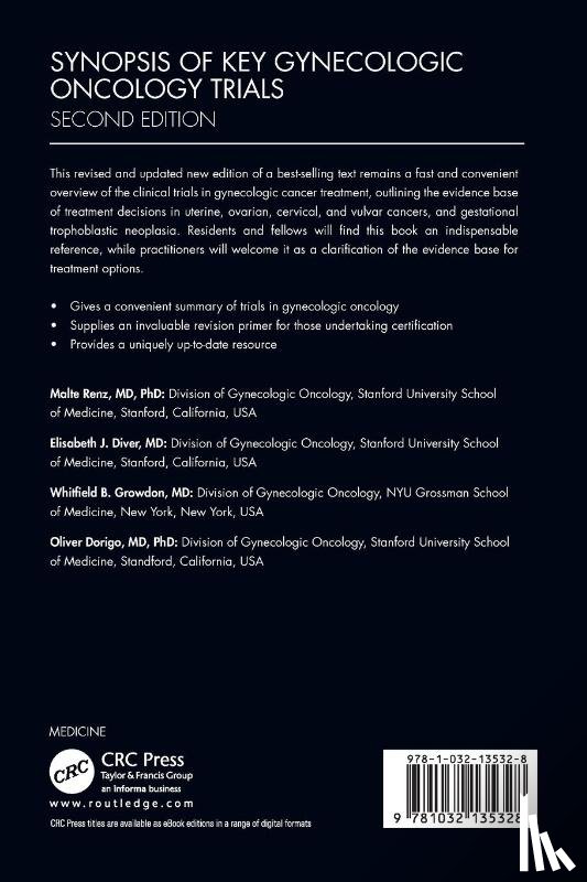 Renz, Malte (Division of Gynecologic Oncology, Diver, Elisabeth (Division of Gynecologic Oncology, Growdon, Whitfield (Division of Gynecologic Oncology, Dorigo, Oliver (Division of Gynecologic Oncology - Synopsis of Key Gynecologic Oncology Trials