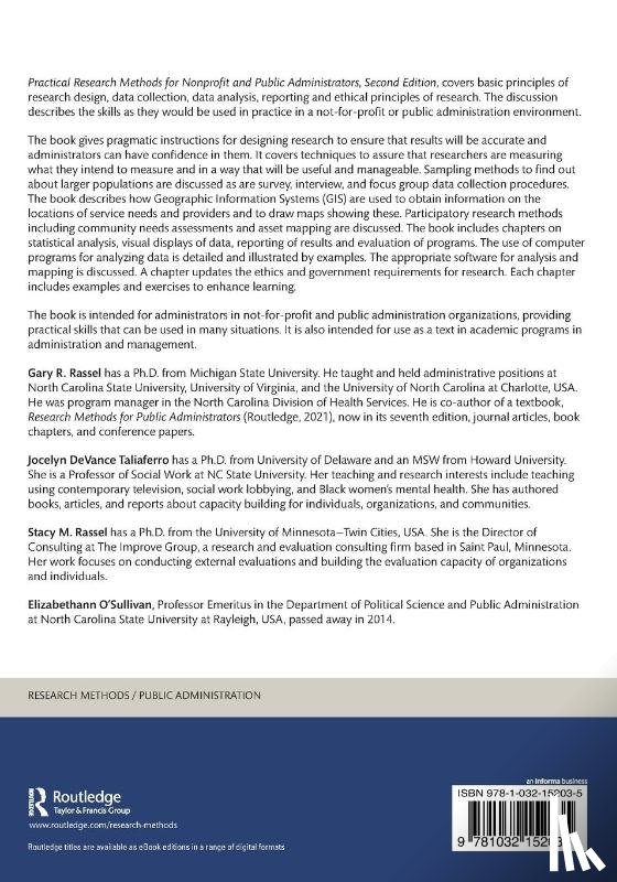 Rassel, Gary R. (University of North Carolina at Charlotte), DeVance Taliaferro, Jocelyn, Rassel, Stacy M., O'Sullivan, Elizabethann - Practical Research Methods for Nonprofit and Public Administrators