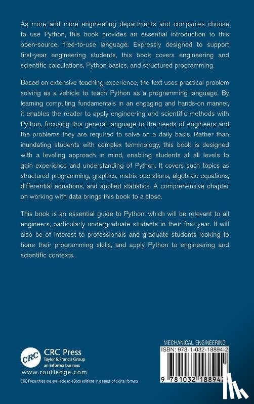 Clough, David E. (University of Colorado, Chapra, Steven C. (Tufts University - Introduction to Engineering and Scientific Computing with Python