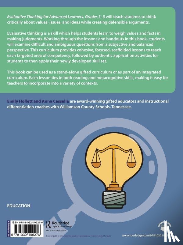 Hollett, Emily, Cassalia, Anna - Evaluative Thinking for Advanced Learners, Grades 3–5