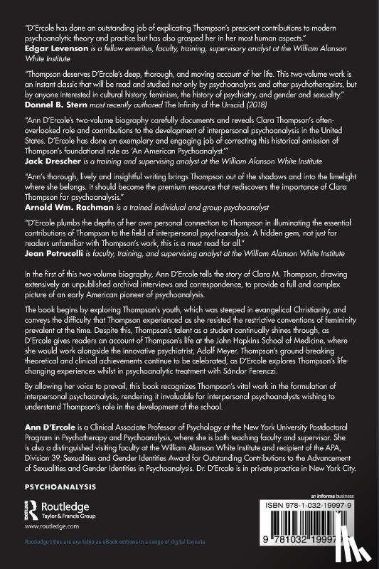 D'Ercole, Ann - Clara M. Thompson’s Early Years and Professional Awakening