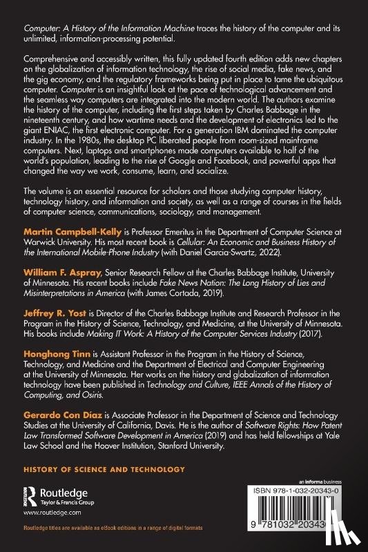 Campbell-Kelly, Martin (University of Warwick, Aspray, William F., Yost, Jeffrey R., Tinn, Honghong - Computer