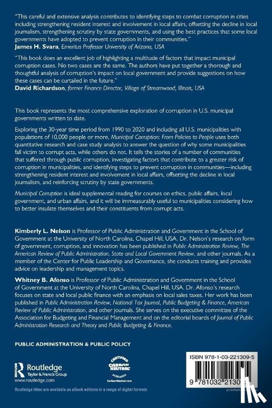 Nelson, Kimberly L. (University of North Carolina, Afonso, Whitney B. (University of North Carolina - Municipal Corruption